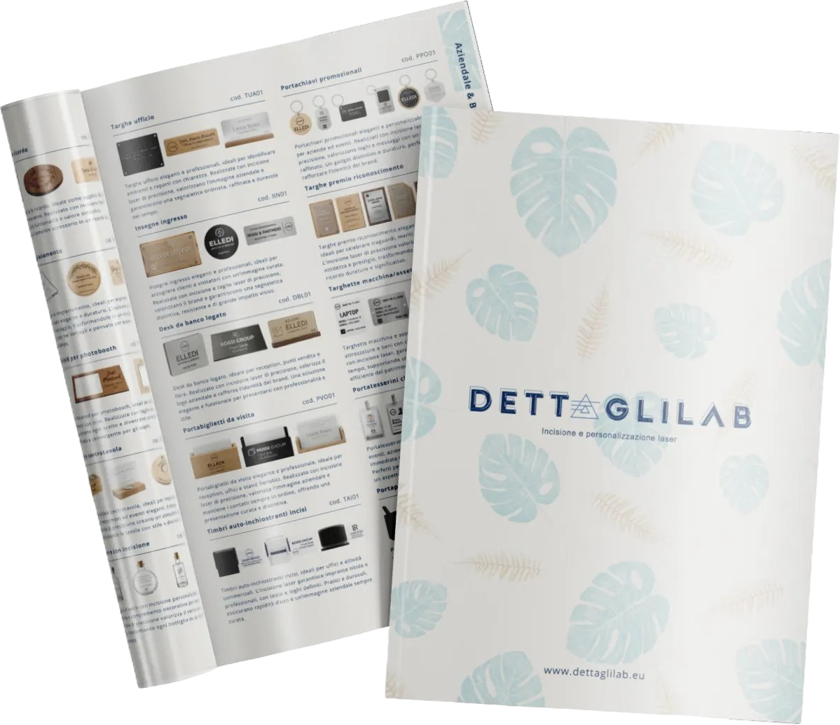 Mockup del catalogo prodotti DettagliLab